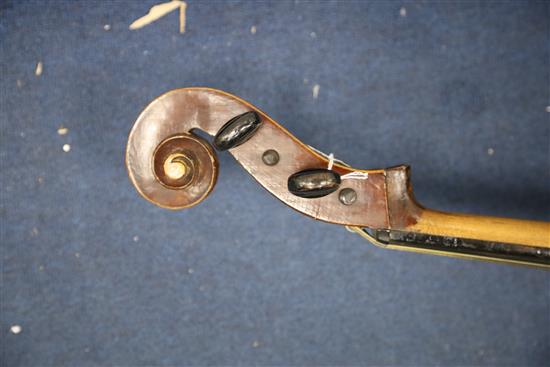 A Klingenthal Saxony cello, c.1890, length of back 76cm